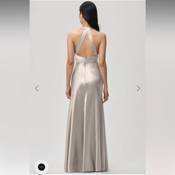 JENNY YOO Corinne Bridesmaid Satin Latte Color Dress- basically brand new! - Picture 2 of 9